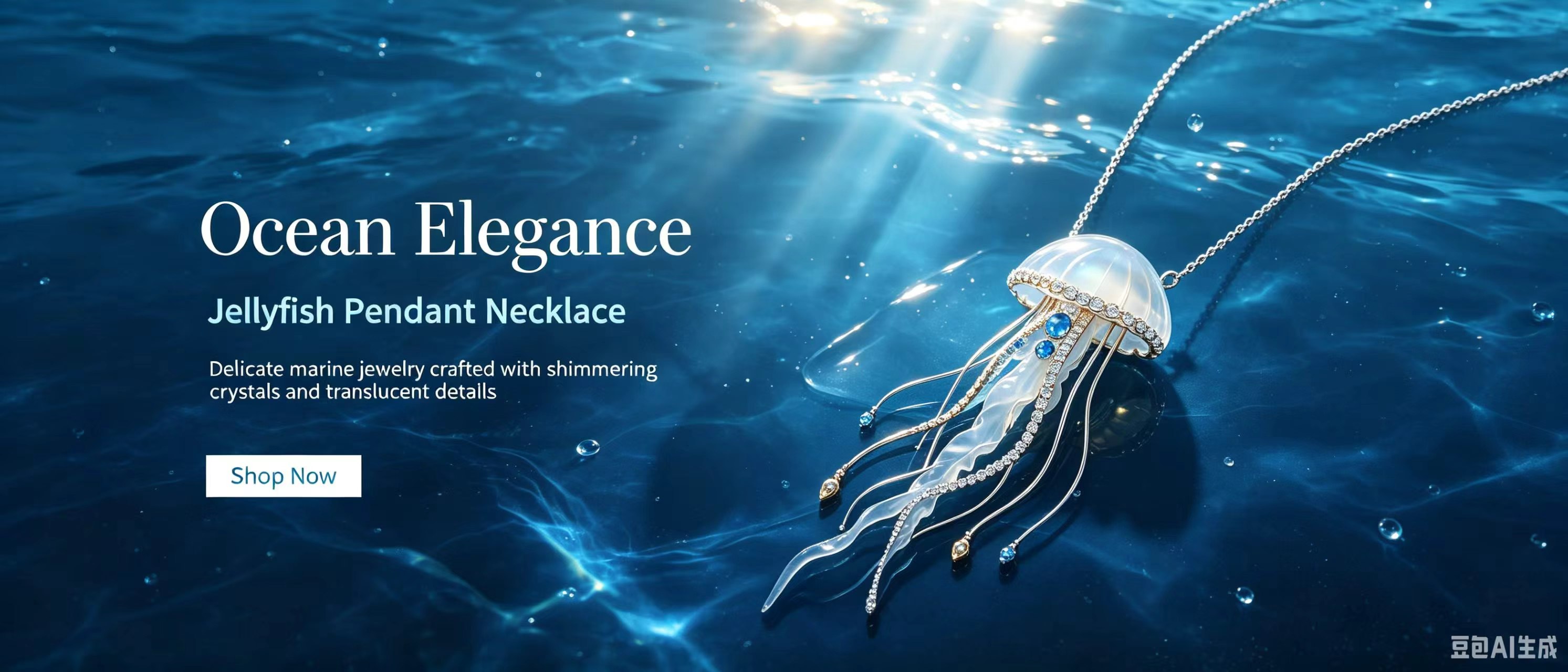 Ocean inspired jellyfish pendant necklace hero